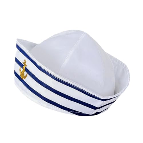 MUCKLILY Nautisch Gestreifte Matrosenmütze: Blau-weiß Gestreifte Kapitänsmütze Für Damen & Herren – Halloween-cosplay-kostümzubehör Für Einen Kopfumfang Von 58 Cm MUCKLILY Nautisch Gestreifte Matrosenmütze: Blau-weiß Gestreifte Kapitänsmütze Für Damen & Herren – Halloween-cosplay-kostümzubehör Für Einen Kopfumfang Von 58 Cm von MUCKLILY