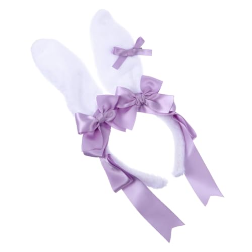 MUCKLILY Plüsch Hasenohren Haarband mit Großer Schleife Weiches Stirnband für Damen und Mädchen Dekoratives Party accessoire Geeignet für Karneval Halloween und Kostümfeste von MUCKLILY