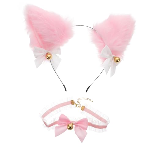MUCKLILY Plüsch Katzenohren Stirnband mit Schleife und Weicher Cosplay Lolita Katzenohren Haarreif Bequemes Accessoire für und Mädchen von MUCKLILY