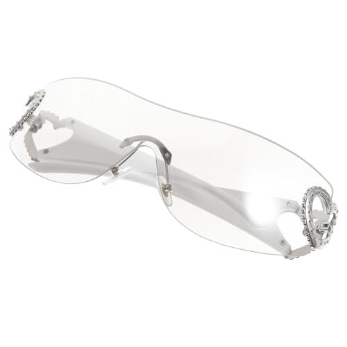 MUCKLILY Randlose Herz Sonnenbrille für Partys Dekorative Leichte Outdoor Brille mit Schillernden Verzierungen für Männer Frauen Perfektes Accessoire für Besondere Anlässe MUCKLILY Randlose Herz Sonnenbrille für Partys Dekorative Leichte Outdoor Brille mit Schillernden Verzierungen für Männer Frauen Perfektes Accessoire für Besondere Anlässe von MUCKLILY
