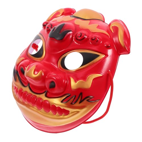 MUCKLILY Rote Löwenmaske Halloween Tier Cosplay Maske Gruseliges Kostüm Requisit für Party Fasching Maskerade Fest Dekoration von MUCKLILY