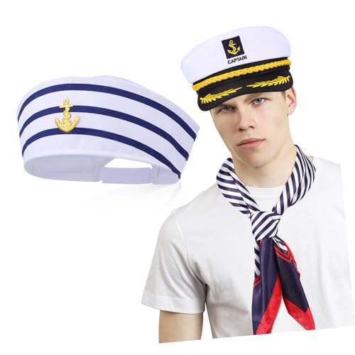 MUCKLILY Sailor Hat und Schal Set Kapitänsmütze im Maritimen Stil für Damen Verstellbar und für Partykostüme Karneval und Themenveranstaltungen MUCKLILY Sailor Hat und Schal Set Kapitänsmütze im Maritimen Stil für Damen Verstellbar und für Partykostüme Karneval und Themenveranstaltungen von MUCKLILY