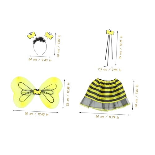 MUCKLILY Schmetterlingsflügel Kostümset mit Kleid Zauberstab und Haarband Elastischer Taillenbund Polyester und Kunststoff Bequem für Party Bühne und Fotoshootings Feen Outfit von MUCKLILY