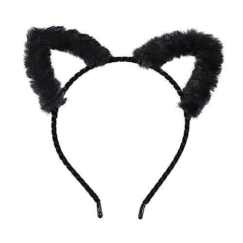 MUCKLILY Schwarzes Plüsch Katzenohren Haarreifen Damen Haarreif Weiches Stirnband für Kostümparty Cosplay Weihnachtsfeier Verstellbar und Bequem von MUCKLILY