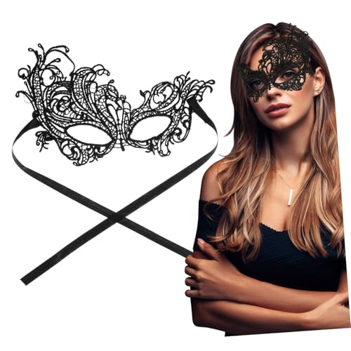 MUCKLILY Spitzen-masquerade-augenmaske Damen Verstellbar mit Stoffband Wiederverwendbare Halbe Gesicht Maske für Kostümparty Karneval Ball Fasching und Halloween von MUCKLILY