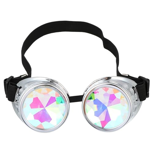 MUCKLILY Steampunk Brille mit Regenbogenlinsen Verstellbare Schutzbrille für Partys für Männer Frauen von MUCKLILY