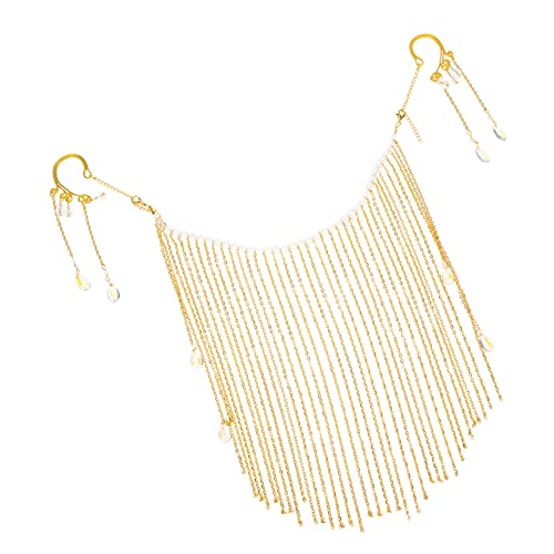MUCKLILY Tassel Gesichtsmaske Kette Hanfu Verkleidung für Partys Fotoshootings und Aufführungen mit Ohrhaken Design und Glänzendem Finish als von MUCKLILY