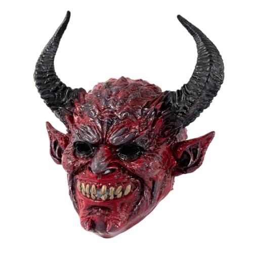 MUCKLILY Teufelshorn-Kapuzenmaske gruselige Monstermaske Horror-Cosplay-Maske Maskerade Teufelsmaske Cosplay gruselige Maske Halloween-Cosplay-Maske gruselige Geistermaske Tiermaske RP rot MUCKLILY Teufelshorn-Kapuzenmaske gruselige Monstermaske Horror-Cosplay-Maske Maskerade Teufelsmaske Cosplay gruselige Maske Halloween-Cosplay-Maske gruselige Geistermaske Tiermaske RP rot von MUCKLILY