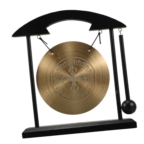 MUCKLILY Vajra Messing Gong mit Chinesisches Feng Shui Tischdekor für Meditation Vielseitige Raumgestaltung Einzigartiger Glücksbringer für Zuhause und Büro von MUCKLILY