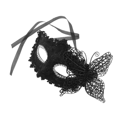 MUCKLILY Venezianische Halbgesichtsmaske Damen Elegant Schwarzer Schmetterling Verstellbar Vielseitig für Halloween Karneval Cosplay Party von MUCKLILY