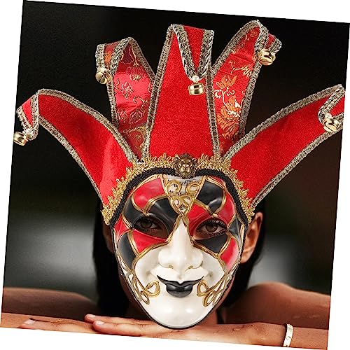 MUCKLILY Venezianische Karneval Maske aus Leichtem Kunststoff Rote Full Face Maskerade mit Detailreicher Verarbeitung Langlebig und für Halloween Cosplay Theater und Festivitäten von MUCKLILY