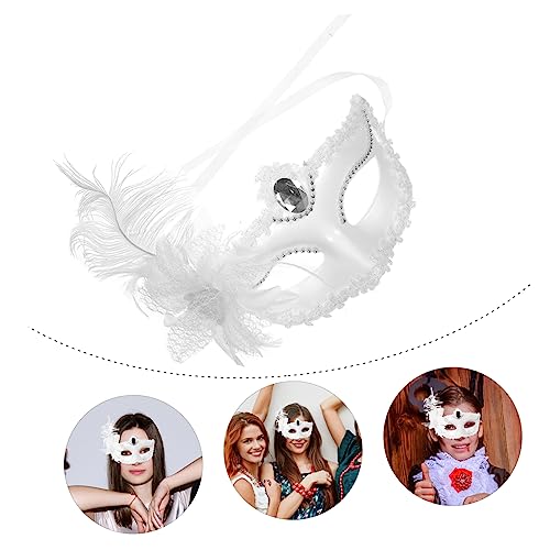 MUCKLILY Venezianische Spitzen Halbgesichtsmaske Damen Weiß für Maskenball Halloween Karneval Kostümfest Dekorative Masquerade Maskerade Party Accessoire von MUCKLILY