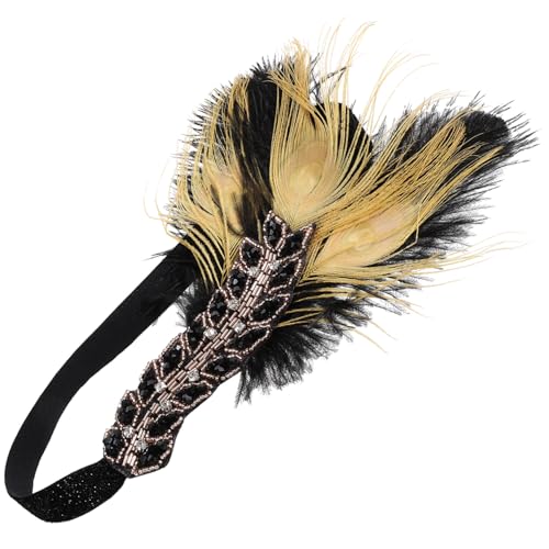 MUCKLILY Vintage Jahre Federschmuck Stirnband Damen Kopfband mit Elastischem Band für Cosplay Party Aufführung Leichte Langlebige Kopfbedeckung Modisches Haarschmuck Accessoire von MUCKLILY
