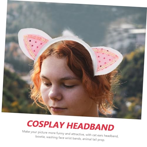 MUCKLILY Weiches Fuchsohren Stirnband mit Schleife und Waschgesicht Armbändern Leichtes Cosplay Katzenkostüm Zubehör für Halloween Bühne Party und Fotoshootings MUCKLILY Weiches Fuchsohren Stirnband mit Schleife und Waschgesicht Armbändern Leichtes Cosplay Katzenkostüm Zubehör für Halloween Bühne Party und Fotoshootings von MUCKLILY