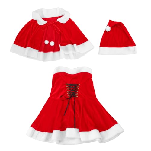 MUCKLILY Weiches Weihnachtskostüm Damen mit Umhang und Hut Flexibel Sitzendes Mrs Claus Kleid für Festliche Tanz Cosplay Events MUCKLILY Weiches Weihnachtskostüm Damen mit Umhang und Hut Flexibel Sitzendes Mrs Claus Kleid für Festliche Tanz Cosplay Events von MUCKLILY
