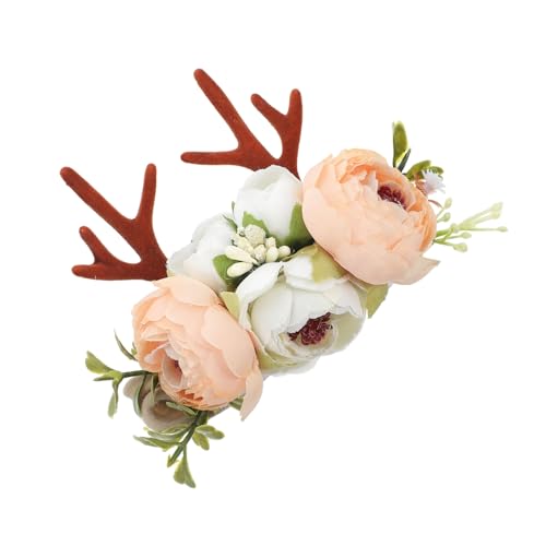 MUCKLILY Weihnachtliches Haarband mit Hirschgeweih und Blumen Elastisches Nylon Stirnband für Mädchen Weicher Bequemer Kopfschmuck für Festliche Anlässe und Schulfeiern von MUCKLILY