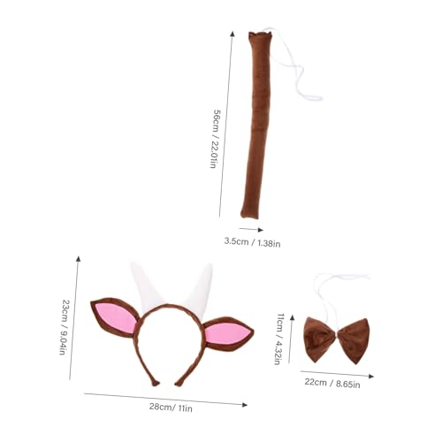 MUCKLILY Ziegenkostüm Set mit Weichem Plüsch Haarreif Hörnern Ohren Süßem und Schleife Bequemes Tier Accessoire für Teens für Halloween Geburtstags und Mottopartys von MUCKLILY