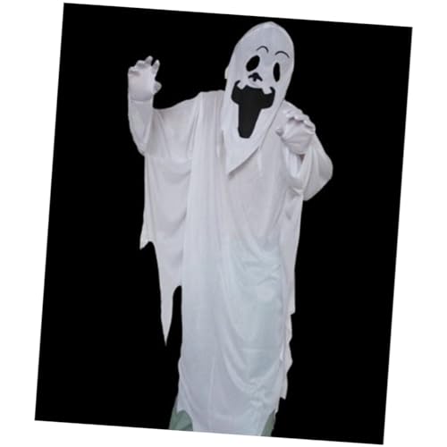 MUCKLILY weiße Outfits Kinderkleid weißes Maskenkostüm Halloweenkostüm Halloween-Kostüm für Kinder Halloween-Kostüme für Kinder Robe mit Handschuhen Kapuzenmaske mit Kapuze Kleidung Geist von MUCKLILY
