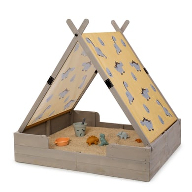 MUDDY BUDDY® Sandkasten mit Zelt "Dino Lover", warmgrau von Muddy Buddy