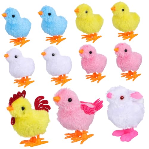 MUELODSIC 1 Satz Aufziehbares Hühnerspielzeug Küken Hühnerfigur Henne Küken aufziehen Hähnchen Stofftier Form Uhrwerk Federspielzeug Kaninchen Uhrwerk Uhrwerk Huhn Plüsch von MUELODSIC