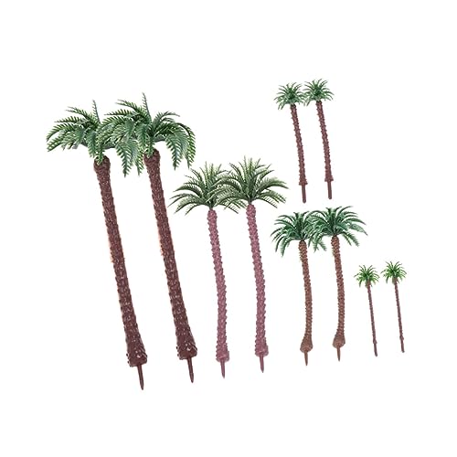 MUELODSIC 10 Stück Teiliges Kunststoff Palmenmodell für Landschaftsmodellbau DIY Miniatur Kokosnussbaum Dekoration Realistische Plastikbäume für Sandtisch und Diorama von MUELODSIC
