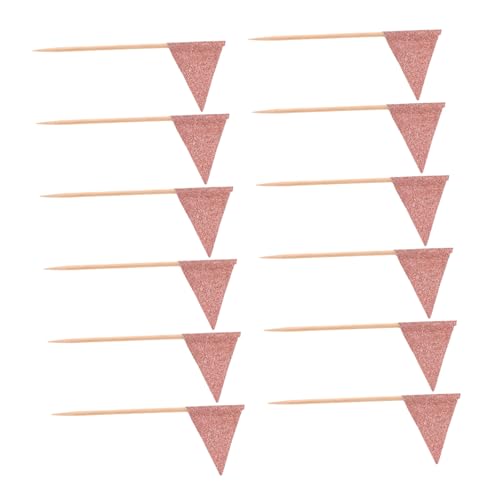MUELODSIC 12 Stück Dreieckige Cake Flags Roségold Leichte Dessert und Obstdekorations Picks für Kuchen Cupcakes Käseplatten Partys und Festliche Anlässe von MUELODSIC