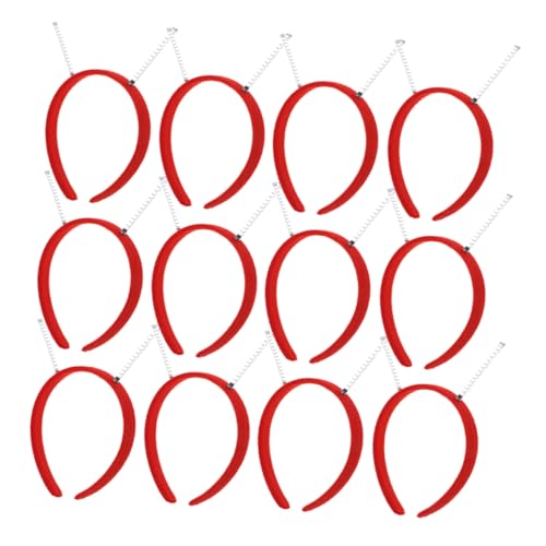 MUELODSIC 12 Stück Haarband mit Feder haarschmuck Head Band Kopfbedeckung für Damen Frühlingshaarband DIY Halloween -Haarzubehör für Frauen Party-Stirnbänder Modestirnband Plüsch rot von MUELODSIC