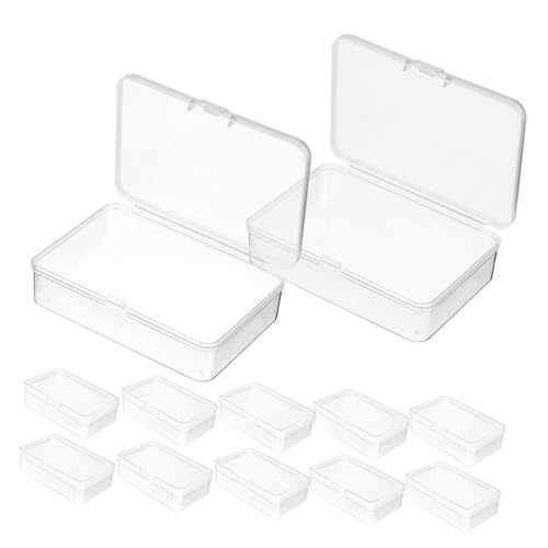 MUELODSIC 12 Stück Teiliges Transparente Aufbewahrungsboxen für Spielkarten und Visitenkarten Rechteckige PP Kunststoffboxen mit Sicherem Klickverschluss Vielseitig für Karten Bastelbedarf von MUELODSIC