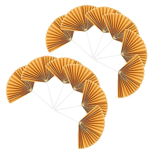 MUELODSIC 16 Stück Teiliges Goldene Papierfächer Tortendeko Cake Picks Geburtstagskuchen Deko Muffin Cupcake Topper für Party Shower Hochzeit von MUELODSIC