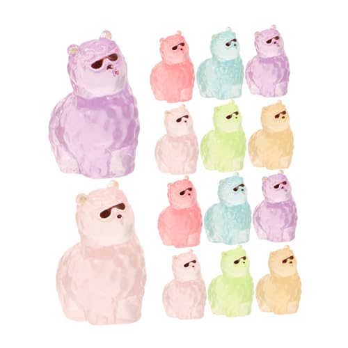 MUELODSIC 18 Stück Leuchtende Sonnenbrillen Alpaka Puppe Heimdekoration Miniatur Alpaka Figuren Miniatur Tiere Puppenhaus Dekoration Miniatur Figuren Katzenschreibtisch Winzige von MUELODSIC