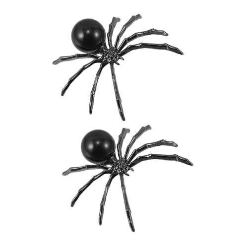 MUELODSIC 2 Stück Halloween Spinnen Deko Obsidian Kristallkugel Spinnenfigur Detailgetreu Langlebig für Halloween Party Wohnzimmer Garten Dekoration Schwarz von MUELODSIC