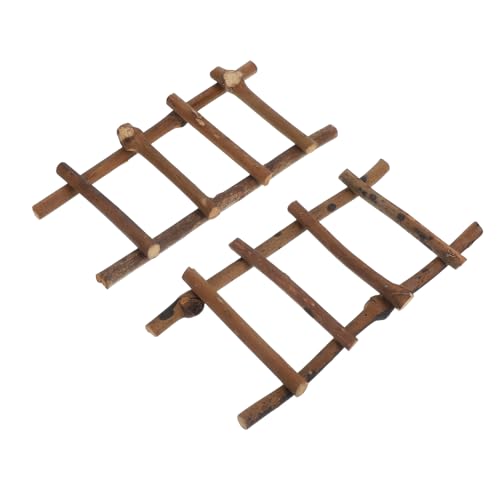 MUELODSIC 2 Stück Mini Rattan Leiter Natürliche Dekoration für Micro Landschaften Leichte und Stabile Miniaturleiter für DIY und Puppenhaus Deko von MUELODSIC