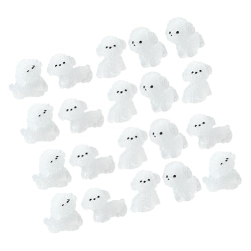 MUELODSIC 20 Stück Teiliges Miniatur Hunde Figuren aus Leuchtendem Harz Niedliche Miniatur Bichon Hunde in Verschiedenen Posen Geeignet für Mikrolandschaften Tischdeko Puppenhaus und von MUELODSIC