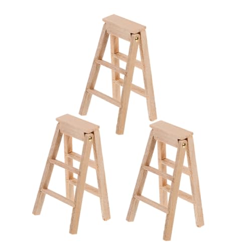 MUELODSIC 3 Stück Miniature Holzleiter Faltbare Puppenhaus Leiter Holz für Gartenlandschaften und DIY Handwerke Langlebig und Individuell Gestaltbar für Sammler von MUELODSIC