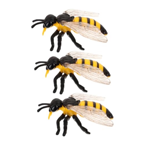 MUELODSIC 3 Stück Realistische Bienen Figuren aus Kunststoff Täuschend Echte Insektenmodelle für Lernspielzeug für Bildungsprojekte Geburtstagsdekoration und Interaktives von MUELODSIC