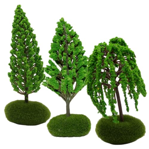 MUELODSIC 3 Stück Teiliges Miniatur Bäume Realistische Sandtisch Modellbäume Künstliche Landschaftsdeko für DIY Micro Landschaftsbau Natürliche Architektur Bäume für Diorama Gestaltung von MUELODSIC