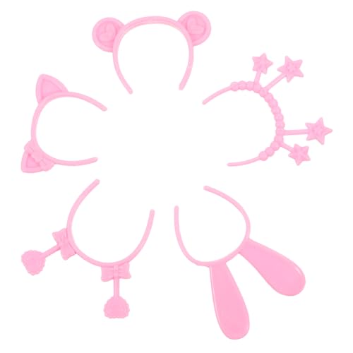 MUELODSIC 4 Satz Spielzeugpuppe Tiara aus Kunststoff Ohren-Tour-Outfit Bärenzubehör Kostüm Krabbenkostüm Damen Bären-Kostümzubehör für Damen Bärenohren Fiona-Ohren Plastik Rosa von MUELODSIC