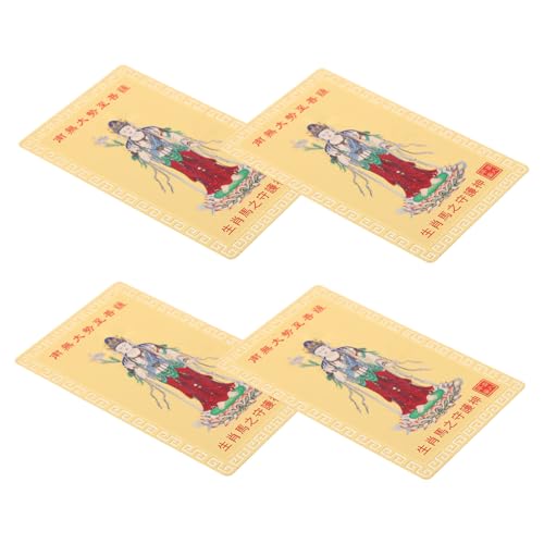 MUELODSIC 4 Stück Teiliges Kupfer Amulett Handgefertigte Pferd Tierkreis Schutzkarten Vielseitiges Feng Shui Glückssymbol für Auto Büro und Zuhause Tragbare Chinesische Segenskarten von MUELODSIC