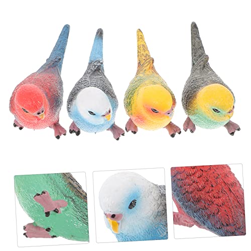 MUELODSIC 4 Stück Teiliges Lebensechter Papageien Figuren Detailgetreue Kleine Vogelmodelle aus Robustem Material Kindgerechte Dekoration für Garten Terrasse und Miniaturlandschaften von MUELODSIC