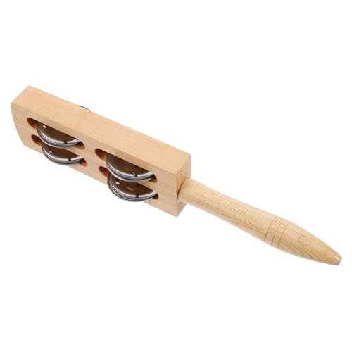 MUELODSIC 4 Tamburinstäbe Handglocken Für Handschlittenglöckchen Babyglöckchen Rhythmusstäbe Für Schüttelstab Musikinstrumente Griff Jingle Bells Jingle Bells Holz Khaki von MUELODSIC