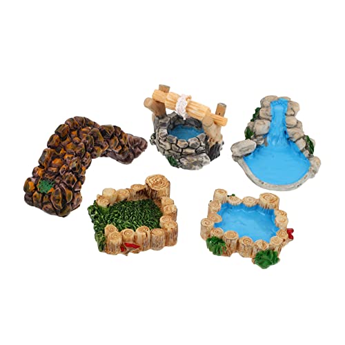 MUELODSIC 5 Stück Teiliges Miniatur Retro Resin Landschaftsdekor Handgefertigte Vintage Gartenfiguren Langlebige Harzmodelle für DIY Feengarten und Terrariengestaltung von MUELODSIC