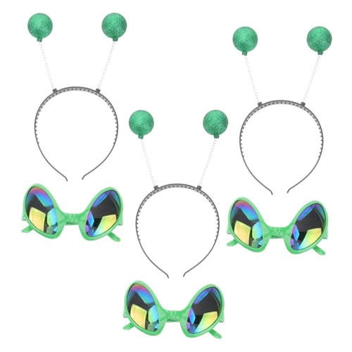 MUELODSIC 6 Stück Teiliges Grünes Saucer Man Festival Kopfschmuck mit Lustiger Brille und Haarreifen Leichter Party Haarschmuck für Erwachsene und Vielseitig Einsetzbar für Kostüm und MUELODSIC 6 Stück Teiliges Grünes Saucer Man Festival Kopfschmuck mit Lustiger Brille und Haarreifen Leichter Party Haarschmuck für Erwachsene und Vielseitig Einsetzbar für Kostüm und von MUELODSIC
