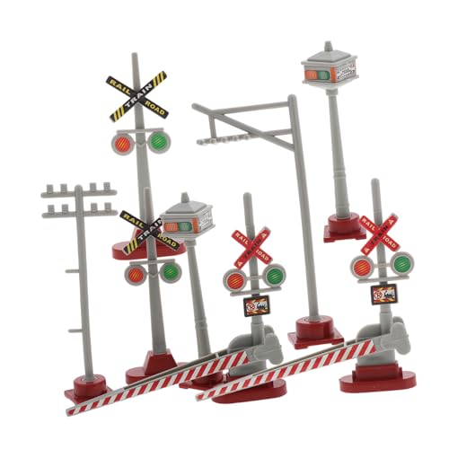 MUELODSIC 8 Stück Mini Verkehrssignale Teiliges mit LED Licht Realistische Zugstation Verkehrszeichen für Sandtisch Landschaft DIY Bastelset Fördert Kreativität und MUELODSIC 8 Stück Mini Verkehrssignale Teiliges mit LED Licht Realistische Zugstation Verkehrszeichen für Sandtisch Landschaft DIY Bastelset Fördert Kreativität und von MUELODSIC