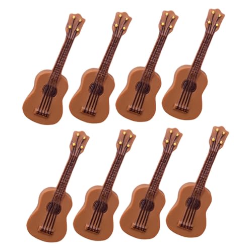 MUELODSIC 8 Stück Miniatur Gitarren Modellset Realistische Mini Musikinstrumente für Puppenhaus Dekoration Kreative Accessoires für Mini Häuser und DIY Projekte von MUELODSIC