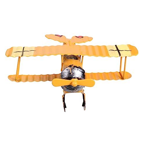 MUELODSIC Eisen Flugzeug Modell Retro Desktop Dekoration Vintage Flugzeug Ornament für Kindergarten und Büro Geschenkidee für Familie und Gelb von MUELODSIC