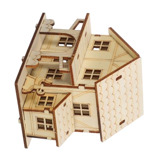 MUELODSIC Holzmodell Bausatz Holzhaus mit LED Licht DIY Bastelset für Erwachsene Stabiles Naturholz Kreative Gestaltung Mit Kleber und Anleitung Dekoratives Gartenhaus von MUELODSIC