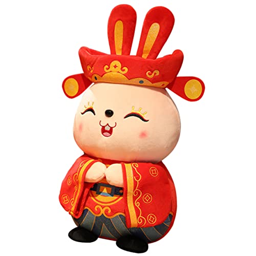 MUELODSIC Jahr des Kaninchens Maskottchen Stoffhase Jahr des Kaninchens Puppen Hasenpuppe Chinesisches Neujahr Kaninchenpuppe Desktop Kaninchenpuppe Stoffkaninchenpuppe Neujahrsdekor von MUELODSIC