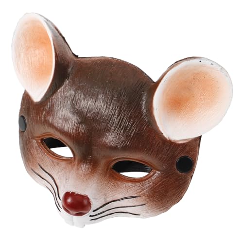 MUELODSIC Karneval Maus Maske PU Schaum Halloween Kostüm Maske für Erwachsene Leichte Party Gesichtsabdeckung Kreative Tiermaske in Braun Vielseitig für Fasching und Maskenball von MUELODSIC