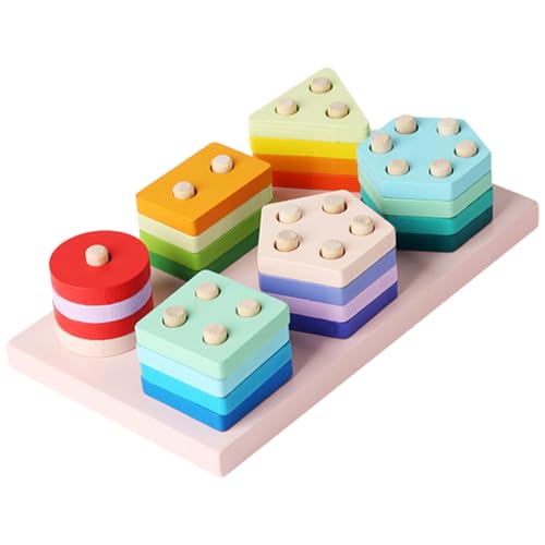 MUELODSIC Montessori Holzform Sortierspiel Geometrische Stapelblöcke Formen für Kleinkinder Jahre Feinmotorik Farben und Formenerkennung Pädagogisches Lernspielzeug MUELODSIC Montessori Holzform Sortierspiel Geometrische Stapelblöcke Formen für Kleinkinder Jahre Feinmotorik Farben und Formenerkennung Pädagogisches Lernspielzeug von MUELODSIC