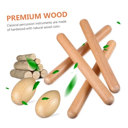 MUELODSIC Teiliges Holz Percussion Instrument Set mit Egg Shaker und Rhythmusstäben Sicheres Musikspielzeug für Fördert Rhythmusgefühl und Hand Auge koordination Lernspielzeug für von MUELODSIC